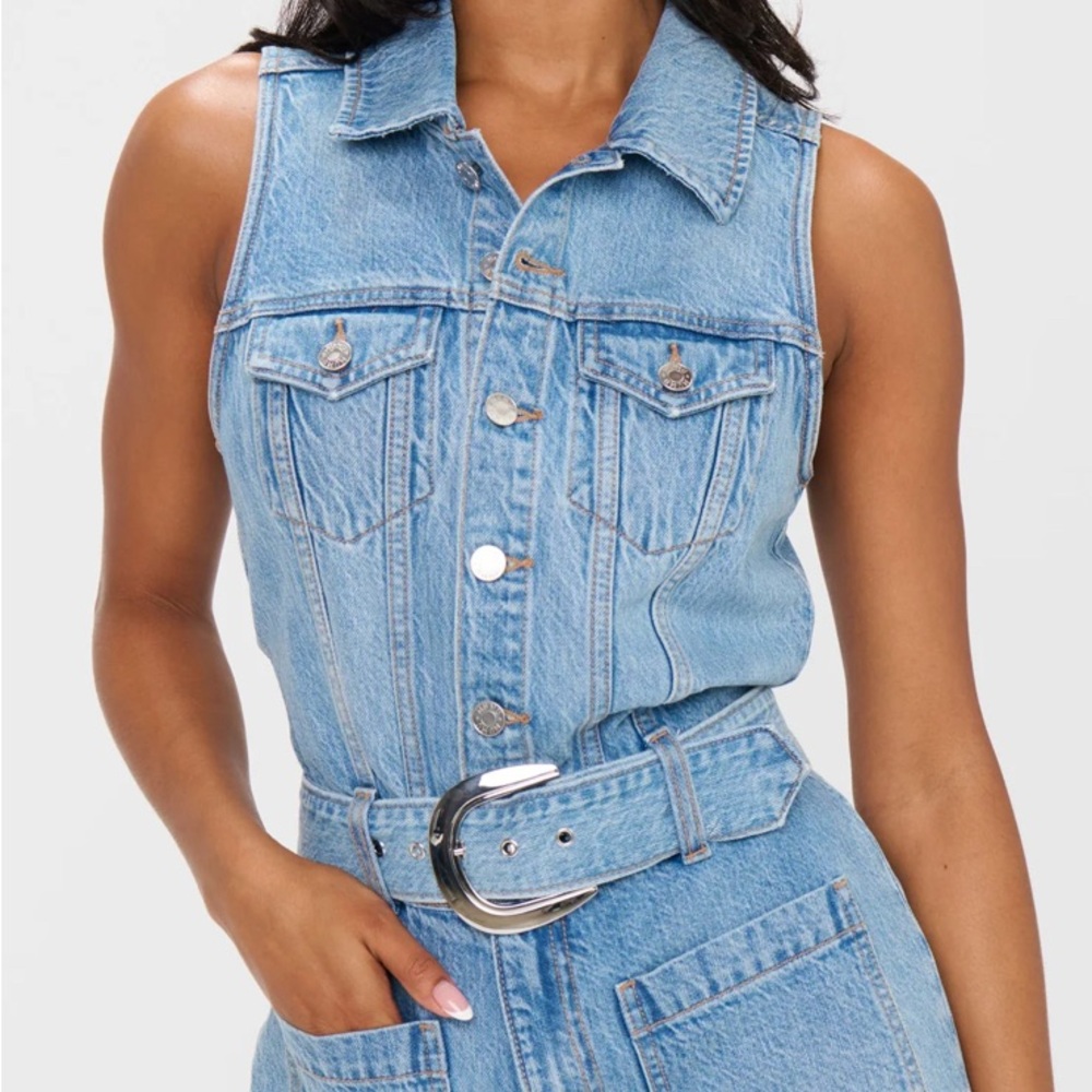 Show Me Your MuMu Light Blue Denim Romper Overalls